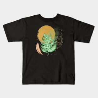 Abstract Moon And Leaves Kids T-Shirt